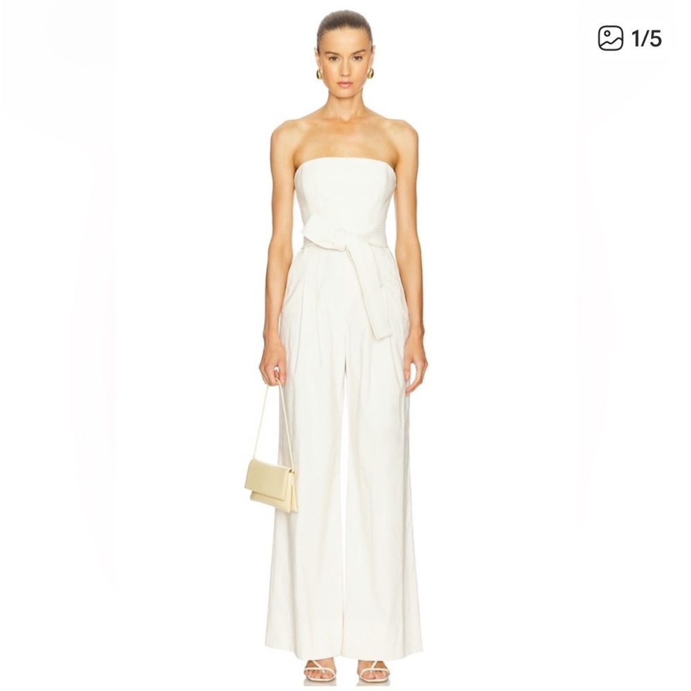 Lucy Paris White Strapless Jumpsuit